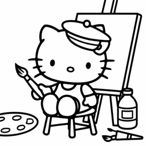 Dibujo de artista hello kitty para colorear