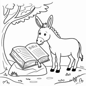 Dibujo de Biblia y Burro para colorear