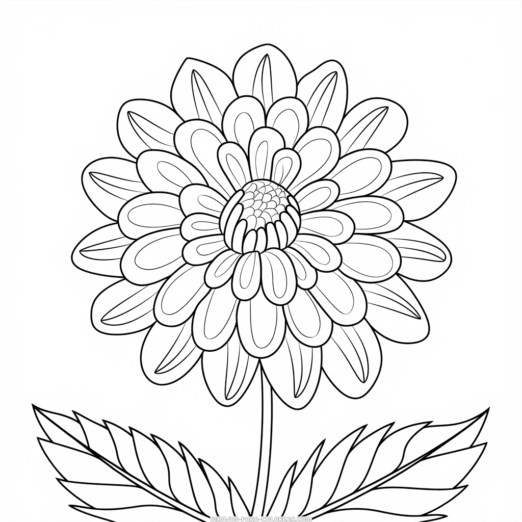 Dibujo de flor de dalia para colorear