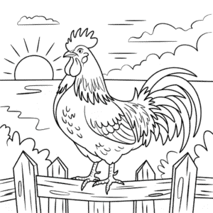 Dibujo de Gallo Adulto de Pollo para Colorear