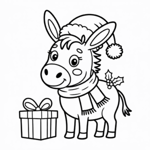 Dibujo de Vacaciones de Navidad Burro para colorear