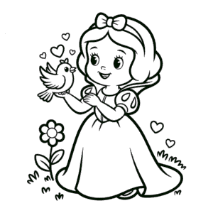 Dibujo de Adorable Disney Blancanieves para Colorear