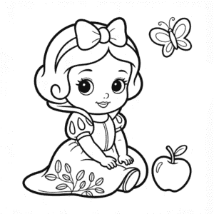 Dibujo de Bebé Chibi Blancanieves para Colorear