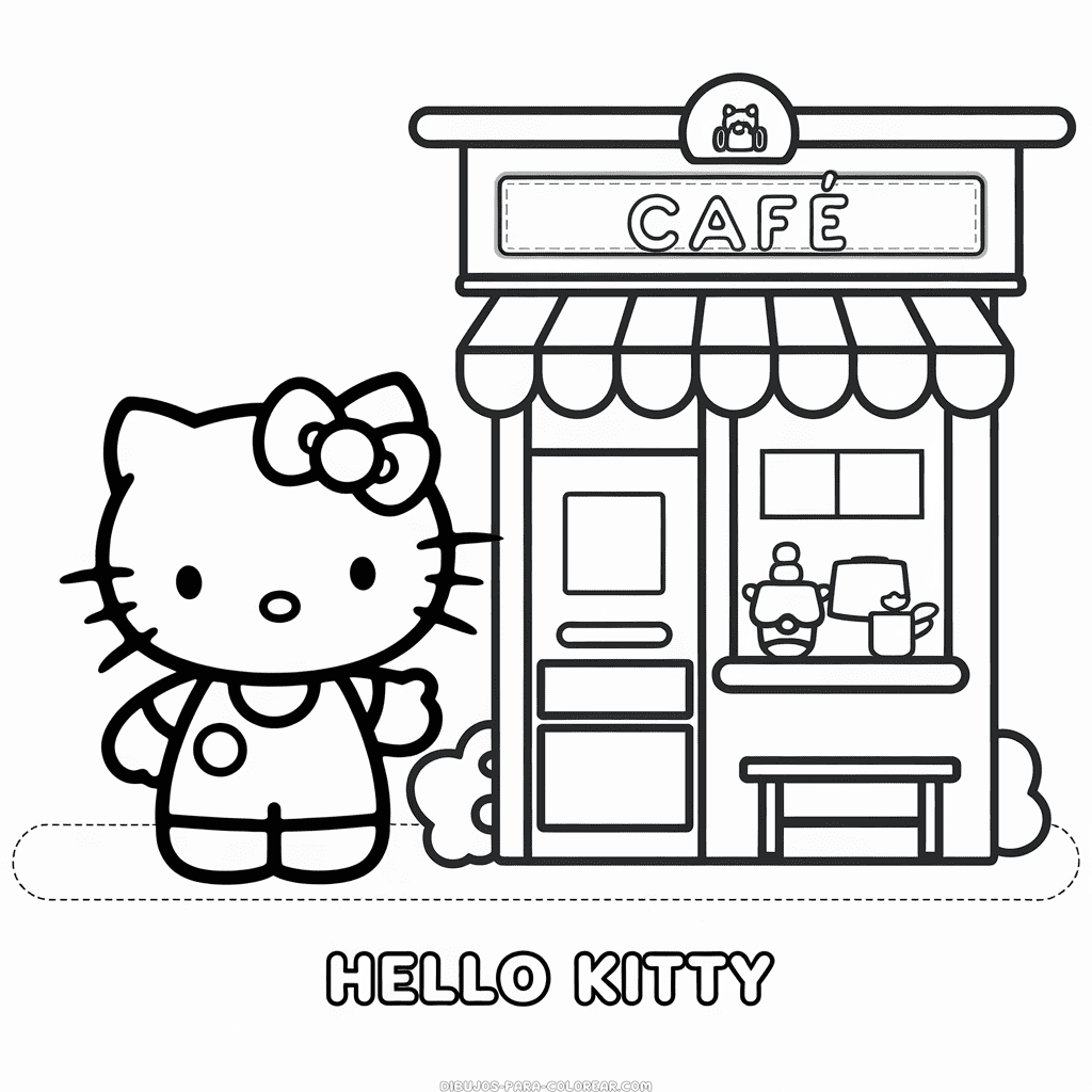 Dibujo de Café de Hello Kitty para Colorear