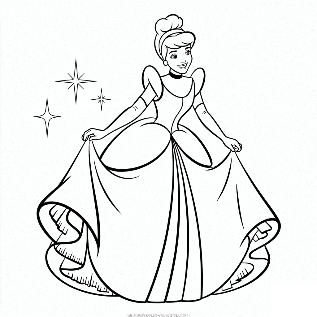 Dibujo de Cenicienta Princesa Disney para Colorear