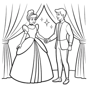 Dibujo de Cenicienta y el Príncipe Encantador para Colorear