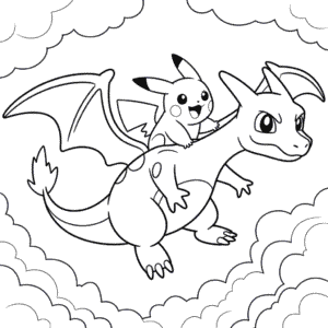 Dibujo de Charizard y Pikachu para Colorear