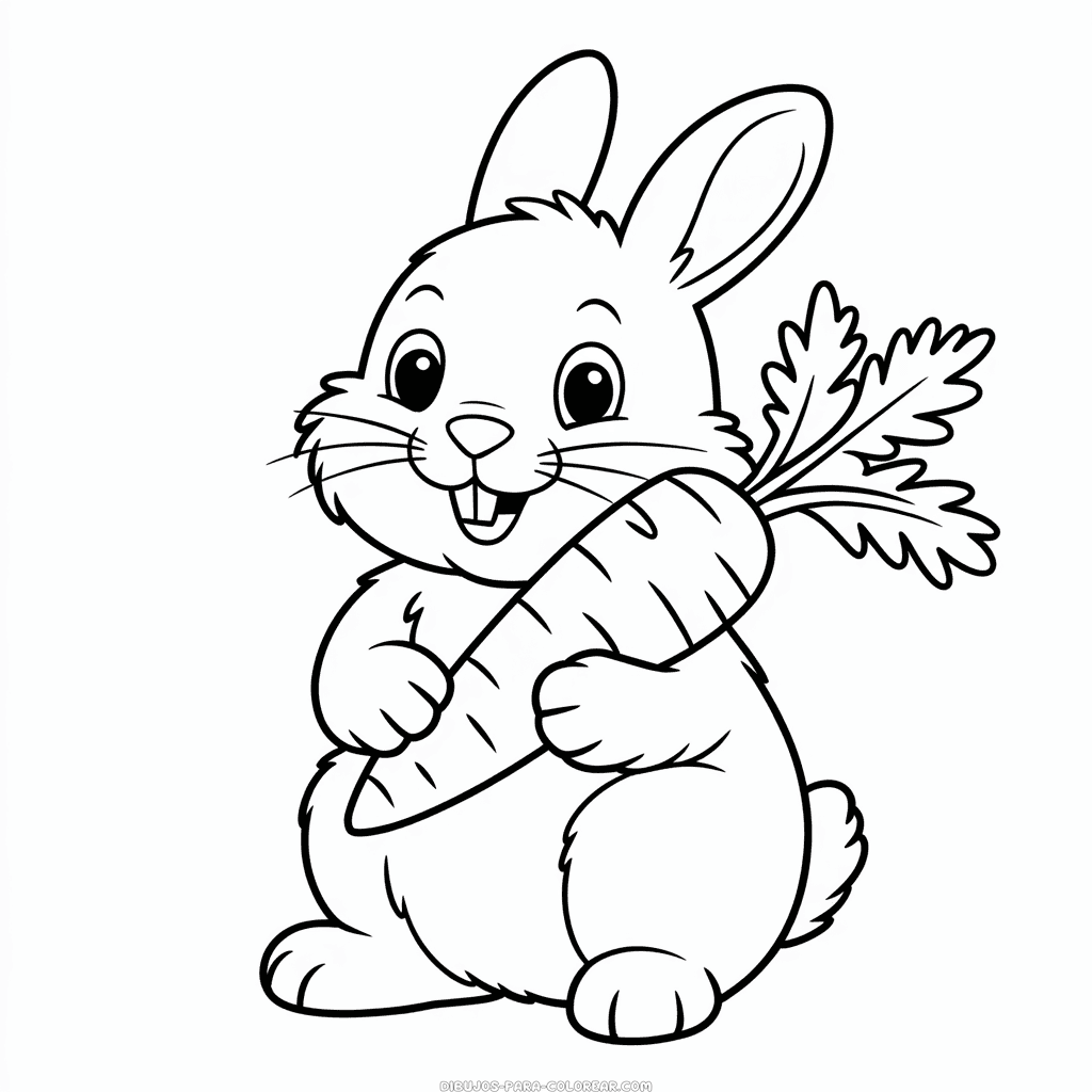 Dibujo de Conejo con Zanahoria para Colorear