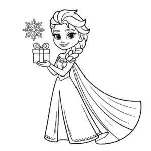 Dibujo de Elsa Navideña para Colorear