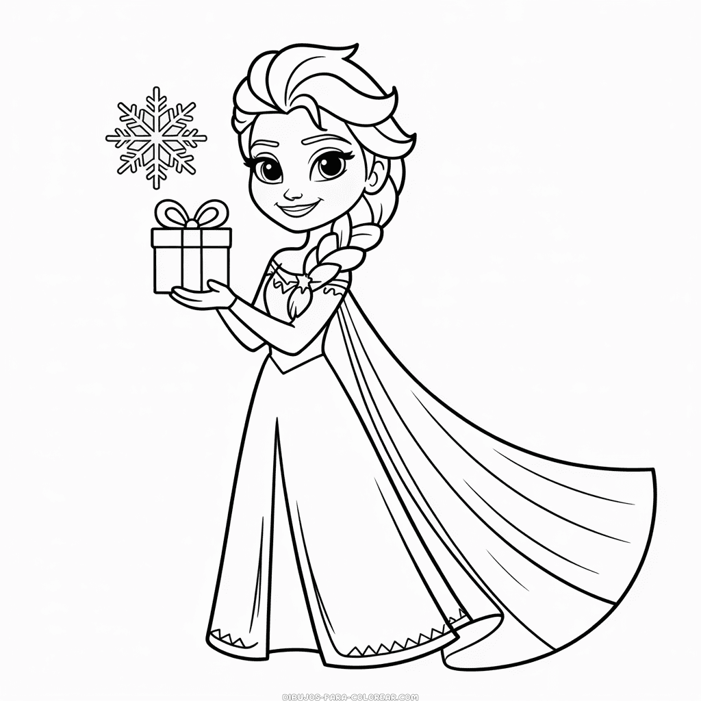 Dibujo de Elsa Navideña para Colorear