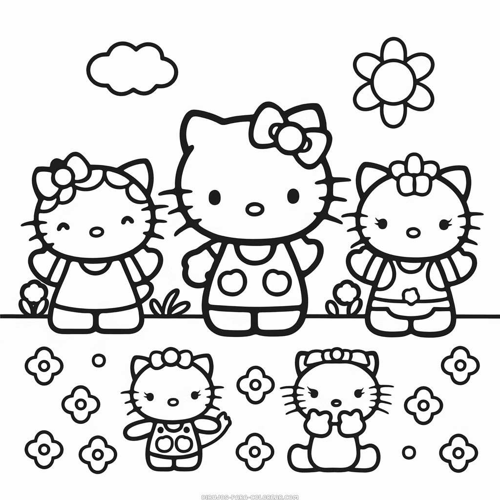 Dibujo de Hello Kitty y Amigos para Colorear