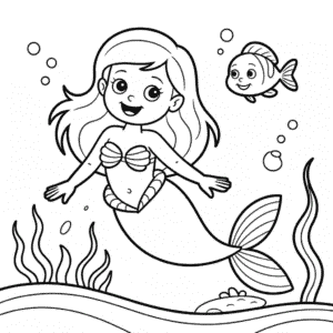 Dibujo de La Pequeña Sirenita de Disney para Colorear