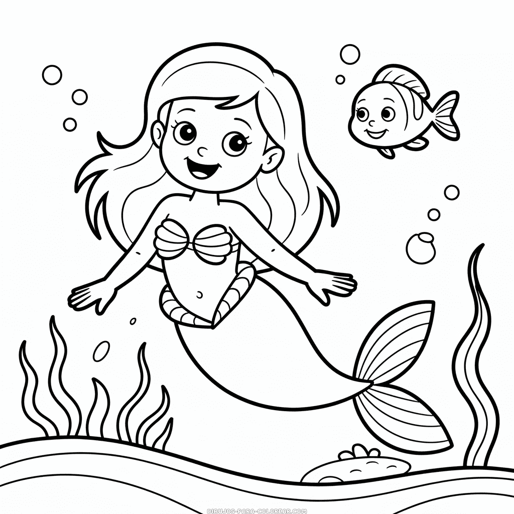 Dibujo de La Pequeña Sirenita de Disney para Colorear