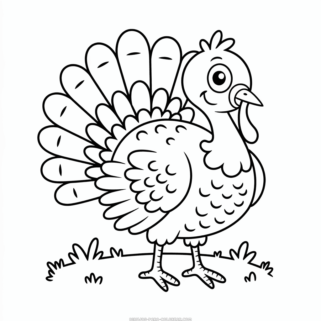Dibujo de Pavo Básico para Colorear