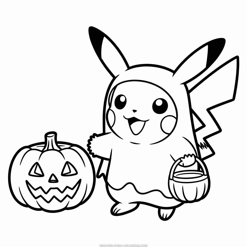 Dibujo de Pikachu de Halloween para Colorear