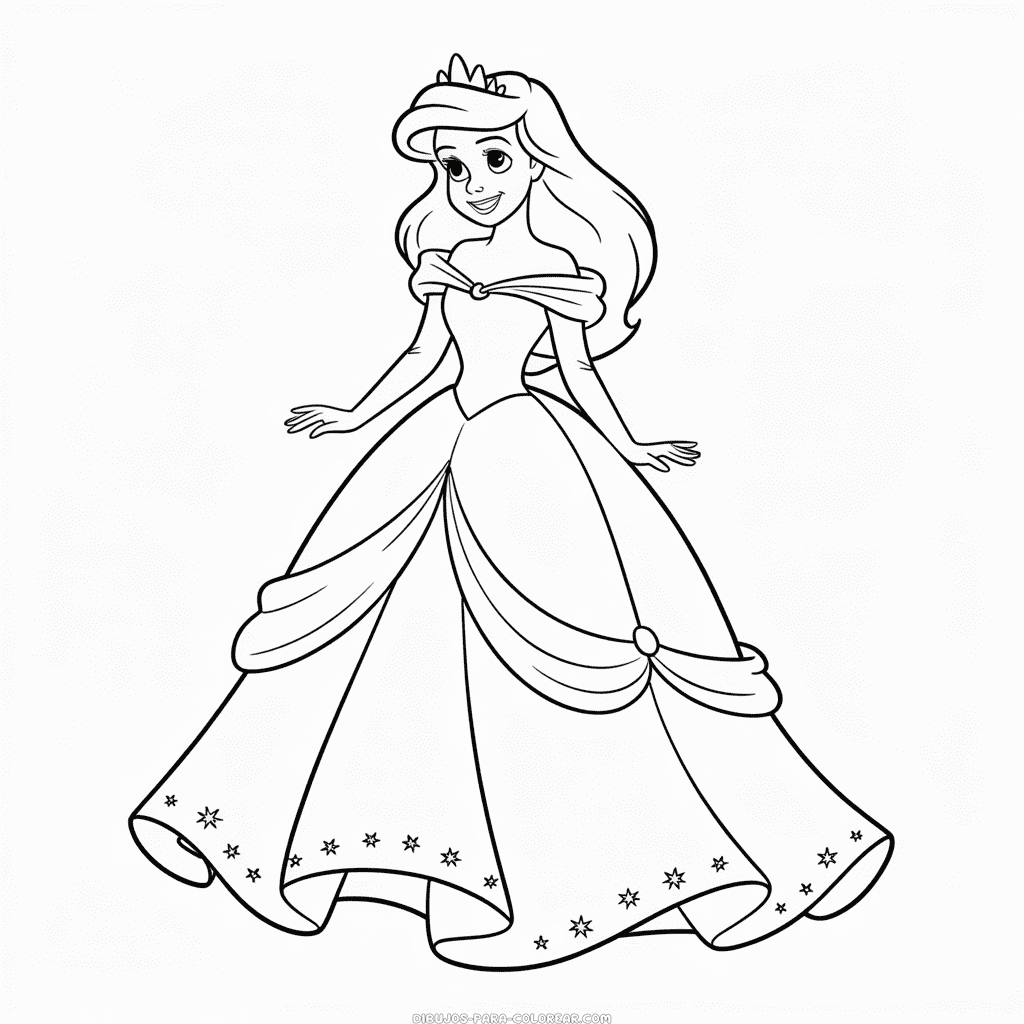 Dibujo de Vestido de Ariel para Colorear
