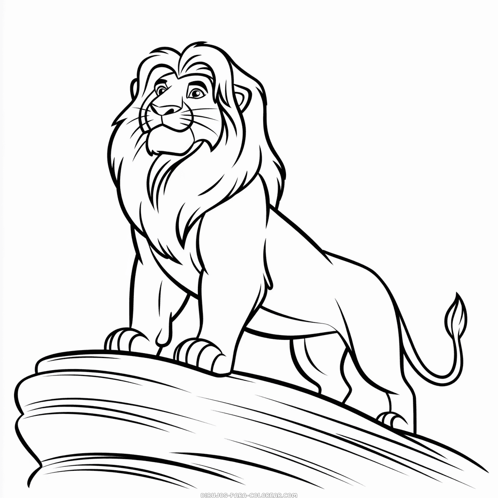 Dibujo de El Rey León en la Roca del Rey para Colorear