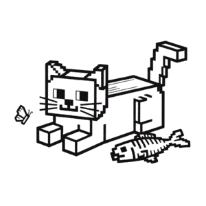 Dibujo de Gato de Minecraft para Colorear