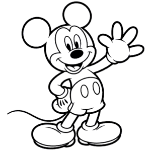 Dibujo de Mickey Mouse en blanco y negro para Colorear