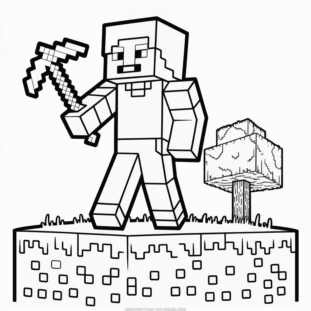 Dibujo de Minecraft en Blanco y Negro para Colorear