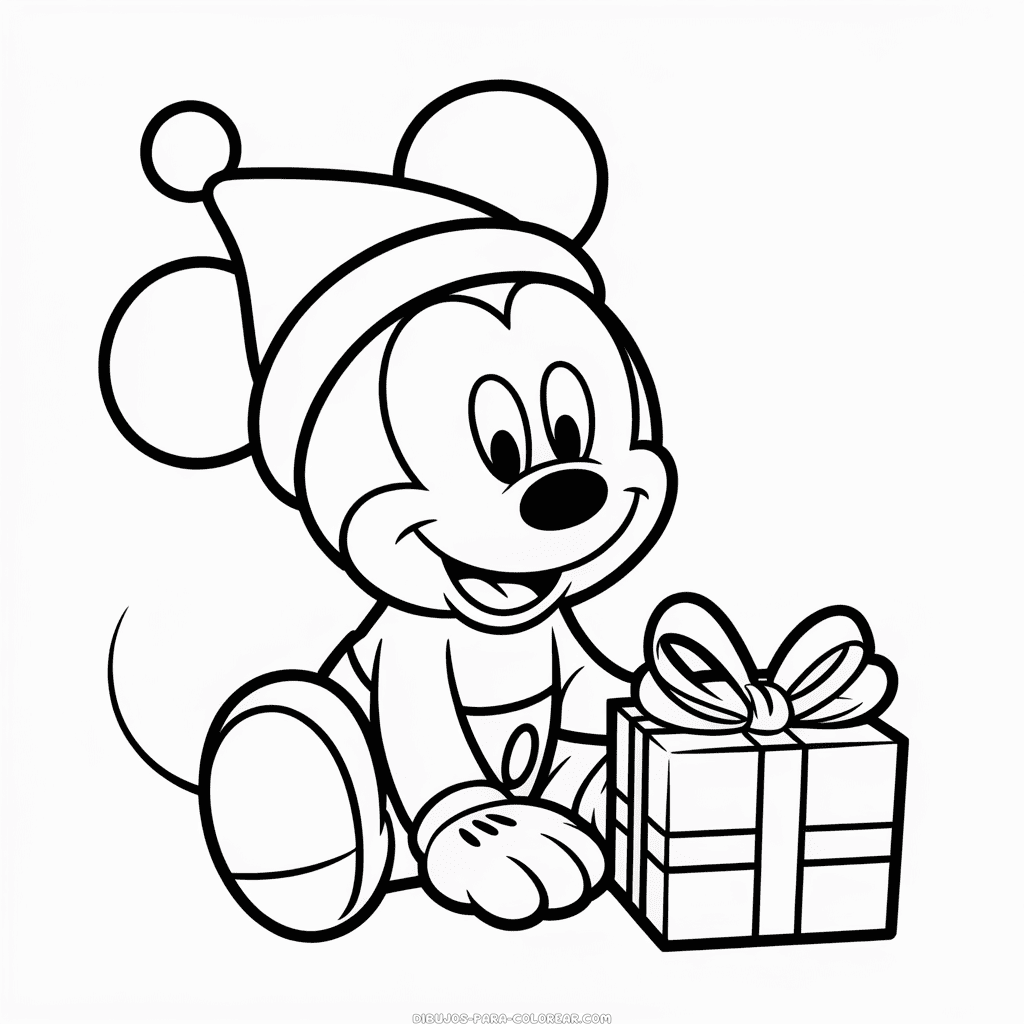 Dibujo de Navidad de Bebé Mickey para Colorear