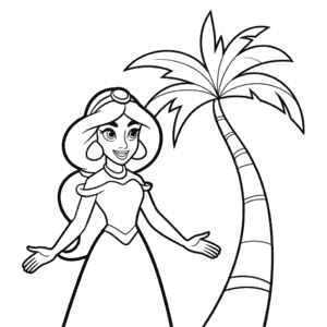 Dibujo de Princesa Jasmín Fácil para Colorear
