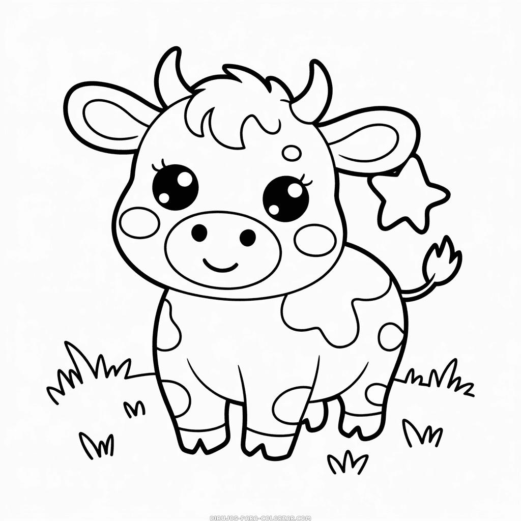 Dibujo de Vaca Kawaii para Colorear