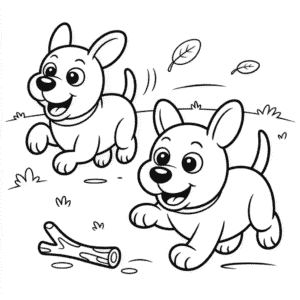 Dibujo de Adorables Amigos Perros para Colorear
