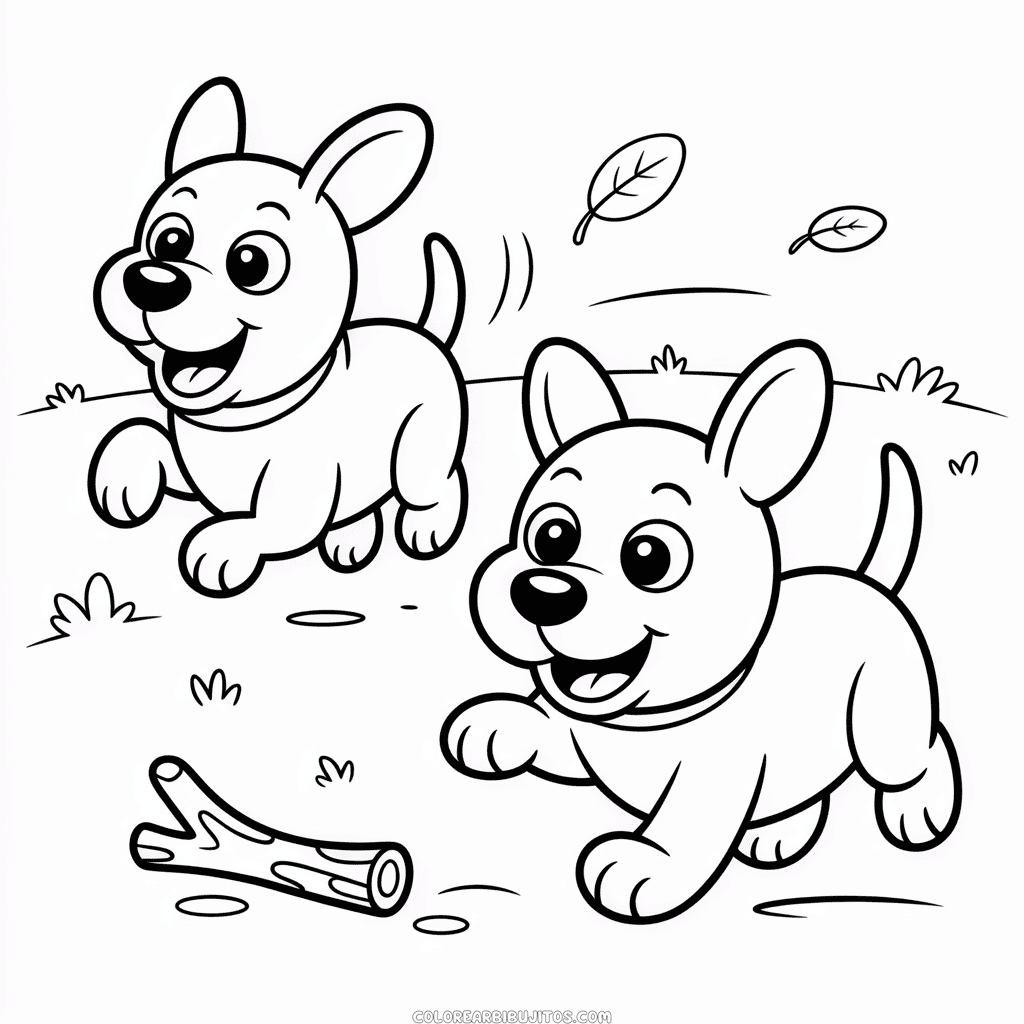 Dibujo de Adorables Amigos Perros para Colorear