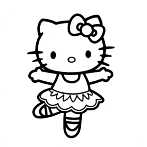 Dibujo de Bailarina Hello Kitty para Colorear