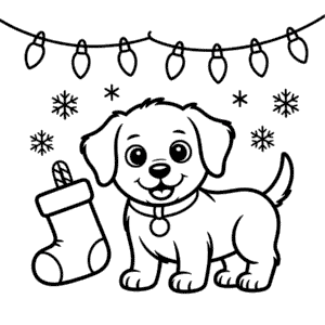 Dibujo de Cachorro de Navidad para Colorear
