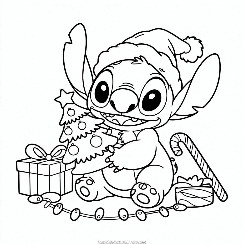 Dibujo de Disney Navidad Stitch para Colorear
