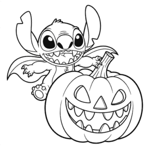 Dibujo de Halloween con Stitch para Colorear