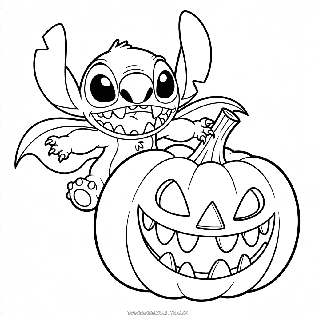 Dibujo de Halloween con Stitch para Colorear