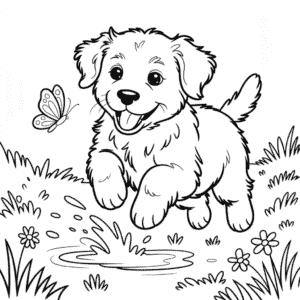 Dibujo de Lindo Cachorro de Perro Realista para Colorear