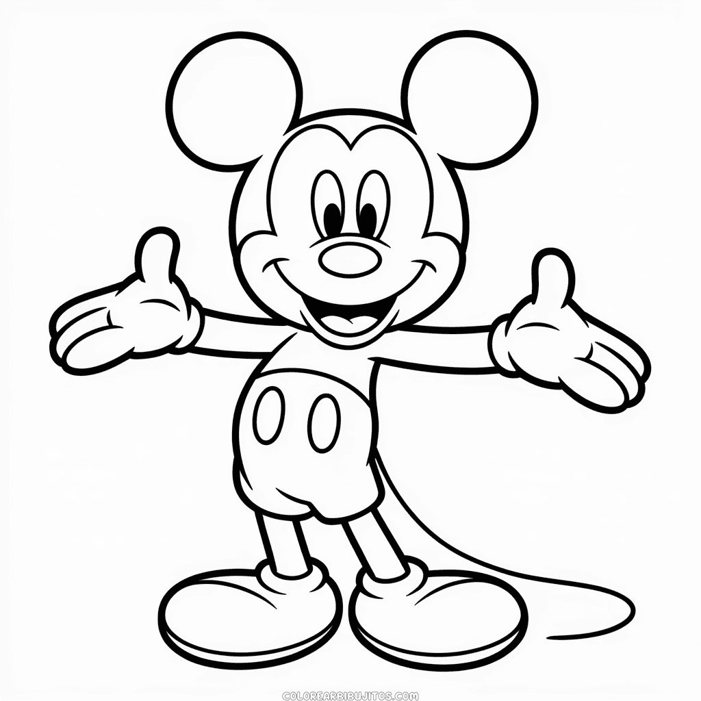Dibujo de Mickey Mouse en Blanco para Colorear