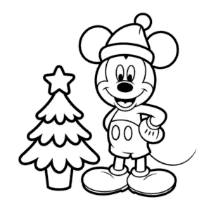 Dibujo de Mickey Navideño para Colorear