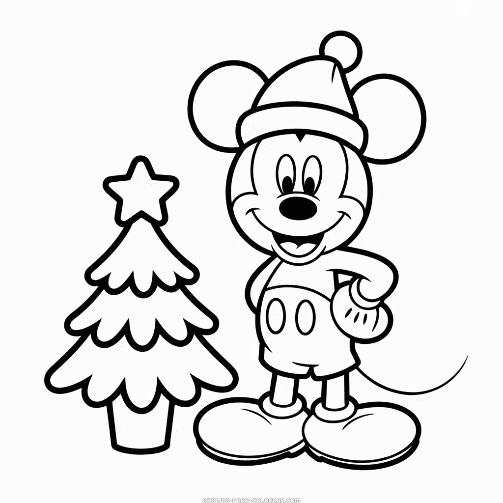 Dibujo de Mickey Navideño para Colorear