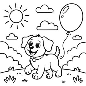 Dibujo de Perro Blanco y Negro para Colorear