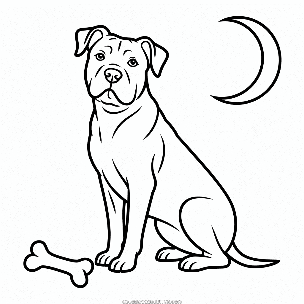 Dibujo de Perro con Hueso para Colorear