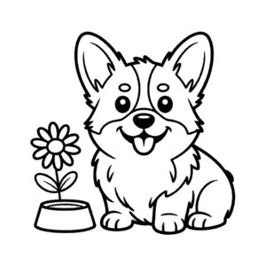 Dibujo de Perro Corgi para Colorear