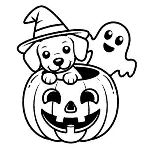 Dibujo de Perro de Halloween Lindo para Colorear