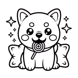 Dibujo de Perro Kawaii Lindo para Colorear