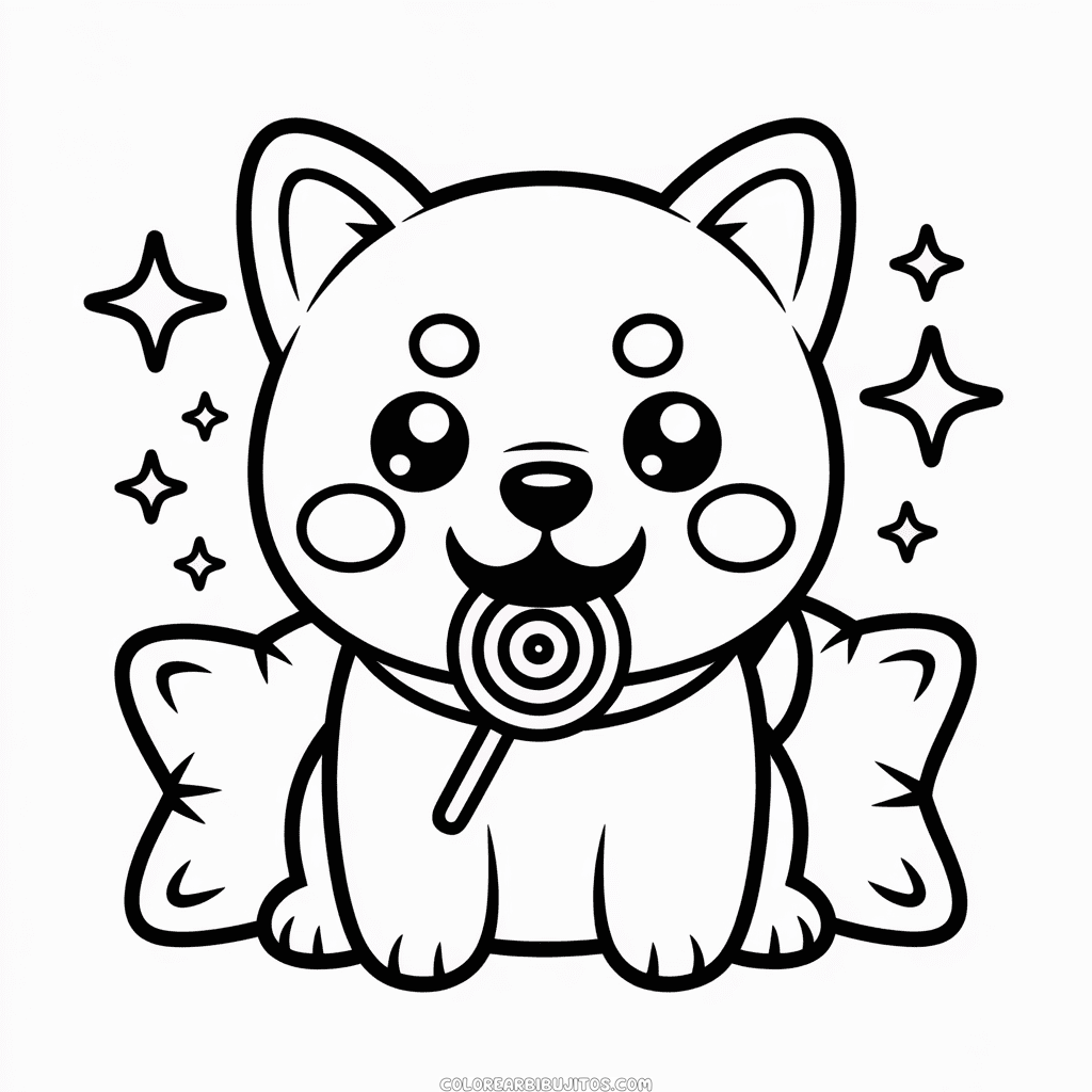 Dibujo de Perro Kawaii Lindo para Colorear