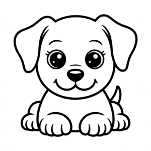 Dibujo de Perro Lindo Fácil para Colorear