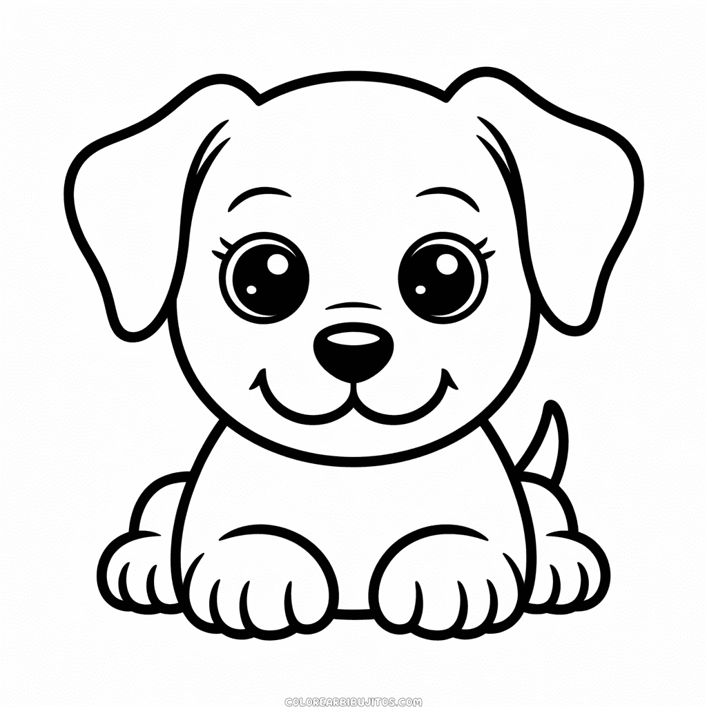Dibujo de Perro Lindo Fácil para Colorear