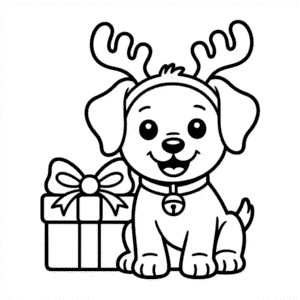 Dibujo de Perro Navideño para Colorear