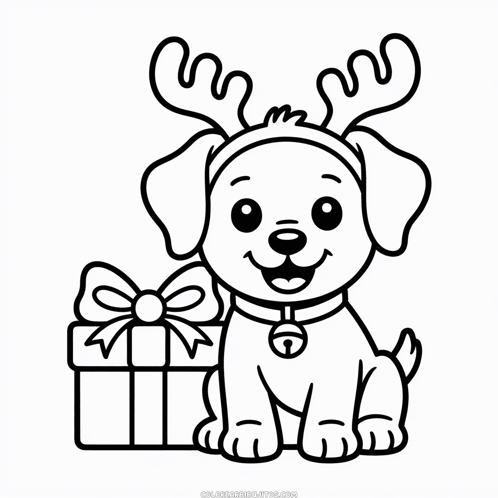 Dibujo de Perro Navideño para Colorear