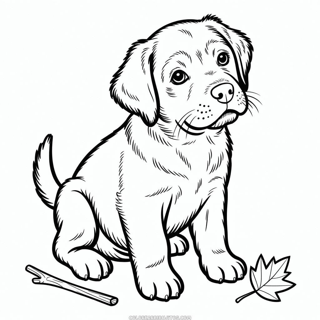 Dibujo de Perro Realista Adorable para Colorear