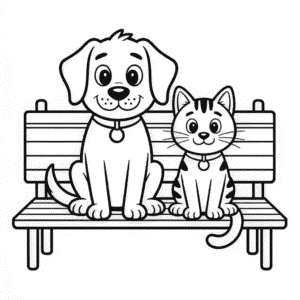 Dibujo de Perro y Gato para Colorear